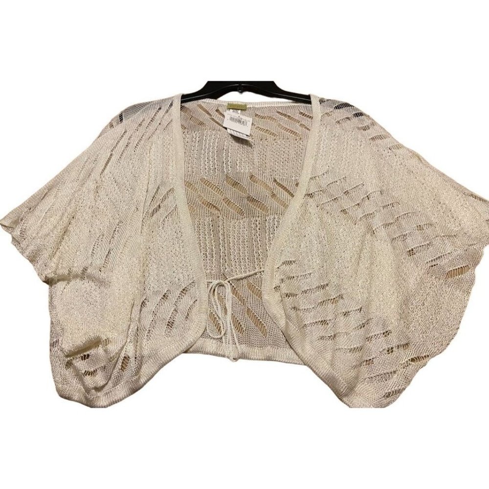 Echo Lightweight Sweater Vest Off-White w/Lace Butterfly Sleeve Women's Size S/M